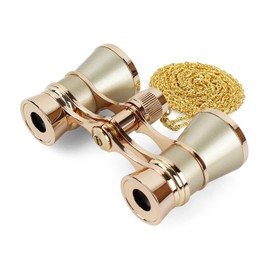 Aroncent Opera Glasses Binoculars 3X25 Vintage Theater Glasses Mini Binocular Compact Gold Opera Glasses with Chain for Adults Kids Women in Opera Musical Concert