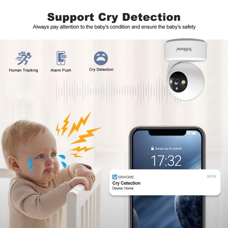 SRIHOME Security Camera 8MP 2.4GHz/5GHz WiFi Surveillance PTZ IP Camera