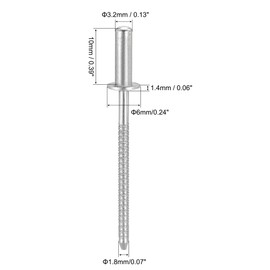 sourcing map Blind Rivets, 304 Stainless Steel Pull Rivets Core Decoration Rivets 3.2mm Diameter 10mm Grip Length Silver Tone, 50pcs