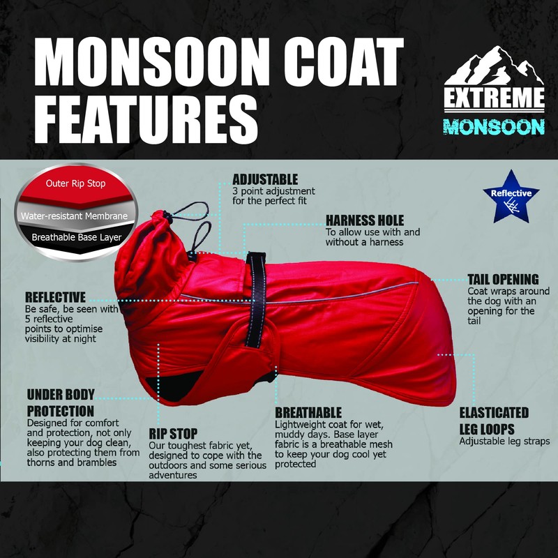 Ancol Extreme Monsoon Dog Coat Hi-Vis 35 cm, S/M