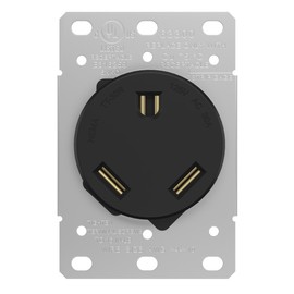 ENERLITES NEMA TT-30R Power Outlet, 30 Amp RV Travel Trailer, 2 Pole, 3-Wire Grounding, 30A 125 VAC, 60 Hz, 63300-BK, Black