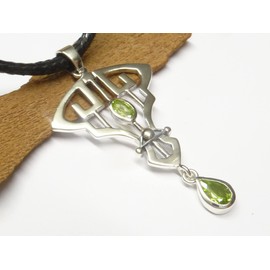 Silver Pendant "Art Nouveau" with Real Peridot Stones Made of Sterling Silver Gift Jewellery Women, Sterling Silver