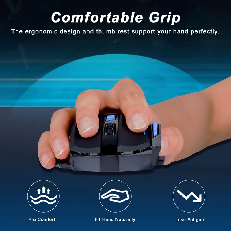 XuanGui Wireless Gaming Mouse with Side Buttons, 2.4G Bluetooth USB