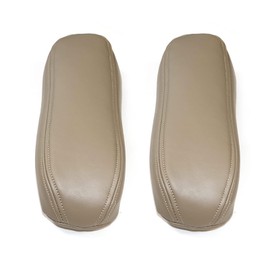NLQR 2Pcs Replacement Seat Armrest Cover Microfiber Leather Tan Compatible with Ford F150 F250 F350 F450 F550 Excursion 1999 2000 2001 2002 2003 2004 2005 2006 2007
