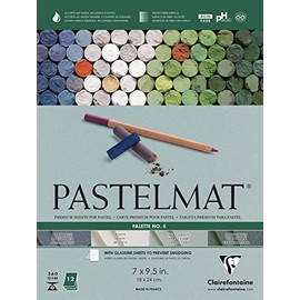 Clairefontaine Pastelmat - Almohadilla pegada - Paleta No. 5-18 x 24 cm, 12 hojas, verde oscuro, verde claro, blanco, azul oscuro