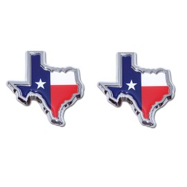 Muzzys (SET OF TWO) TEXAS FLAG IN SHAPE OF TEXAS State Edition Emblem Decal Longhorn Lone Star METAL Badge Universal StickOn FITS Chevy Silverado Suburban Tahoe Sierra Ford F150 Ranger F-150 Dodge Ram