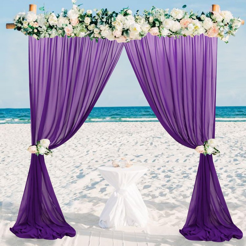 FUHSY Purple Backdrop Curtains 10x10 FT 2 Panels Chiffon Arch