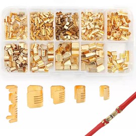 Splice Terminals (5 Sizes/380pcs/u Type/Gold) Terminal Connector Crimp Terminal Connection Terminal Chain Type Terminal Terminal Terminal Set Brass DIY Cable Lugs for Cars/Motorcycles General Purpose
