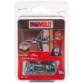 Molly M11110-XJ Expansion Metal Dowels with Screw M5 Ø11mm, 5 x 36 mm, Grey, Set of 16 Pieces