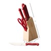 Home Basics 7 Piece Knife Set, Red | Wooden Block