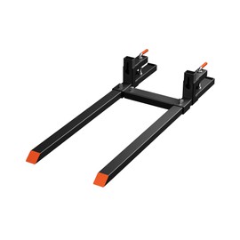 WHIZMIA 60" Pallet Forks, 2000 lbs Capacity Clamp on Pallet Forks for Tractor Skid Steer Loader Bucket, Heavy Duty Quick Attach Forks with Adjustable Stabilizer Bar