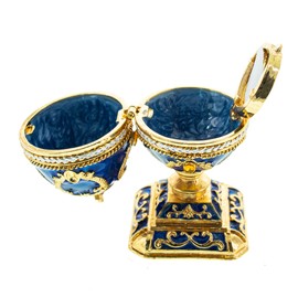 Blue Enamel Scrolls Royal Inspired Easter Egg