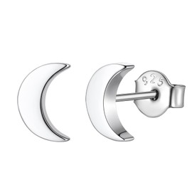 Studs Earrings for Women 925 Sterling Silver Earrings Small Studs Moon Crescent Earrings Simple Earrings Cute Earrings Studs Minimalist Earrings
