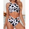 NEIOROT Women's Two Piece Swimsuits High Waisted Bikini Cow Print