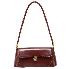 zhongningyifeng Small Clutch Shoulder Bag for Women Leather Mini Tote Handbag Purse with Buckle Closure, burgundy