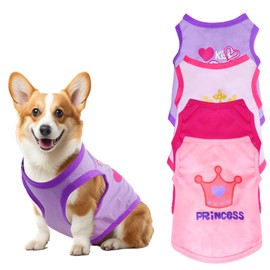 Pistha 4 Pack Dog Shirts Summer Printed Puppy Clothes Cute Sleeveless Pet T Shirts Dog Clothes for Small Medium Dogs Cats Girl(L)