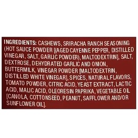 Sriracha Ranch Hot Spicy Seasoned Cashews Nice 8oz Bag, Whole Roasted Nut, Snack Snacking Low Carb Keto Friendly Food
