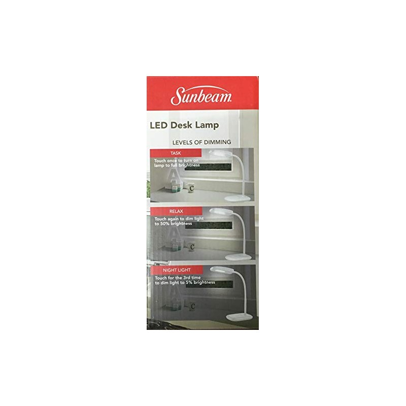 New SUNBEAM Flexible Neck LED Desk LAMP Adjustable Light Energy