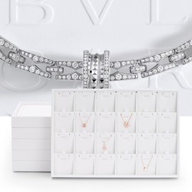 Oirlv Premium White Leather Stackable Jewelry Tray Flat Jewelry Organizer Tray for Jewelry Accessory Trade showcase