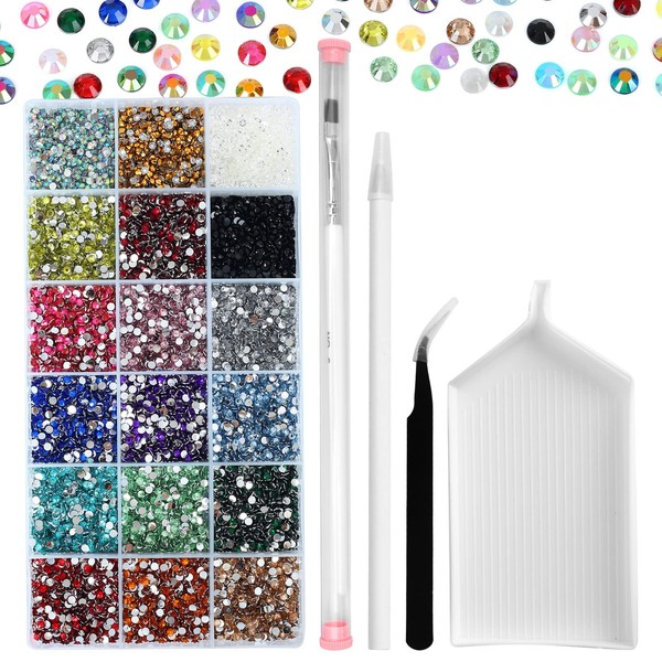 36000Pcs 3mm Mixed Color Flatback Rhinestones Kit for Nail Crafts DIY Decoration Non-hotfix resin Round Shape Crystal…