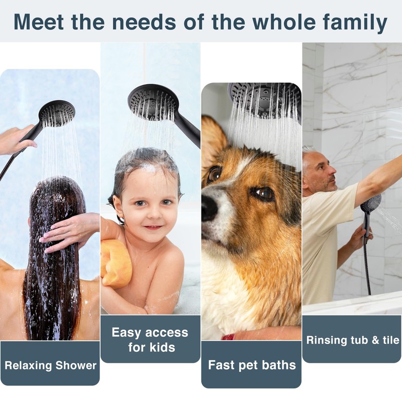 BRIGHT SHOWERS 9 Spray Settings Shower Head with Handheld High