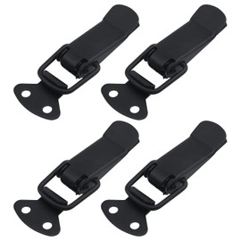 Antrader 4 Set Black Stainless Steel Hardware Cabinet Boxes Spring Loaded Latch Catch Toggle Hasp with Screws