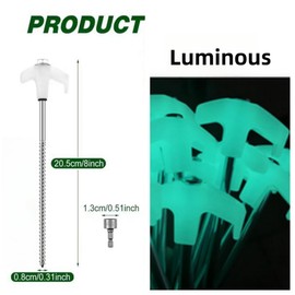 Xshelley 8 Pcs (20.5 cm) Screw in Tent Stakes Heavy Duty Ground Anchors Screw in Tent Pegs Ground Stakes Tent Spikes Metal Tent Spikes,with Hex Head Driver (Luminous White)