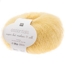 Rico Design Essentials Super Kid Mohair Loves Silk, Lace Yarn Made of Super Kid Mohair & Silk for Knitting and Crocheting, Lace Wool, Needle Size: 4.5 mm (047 Vanilla, 25)