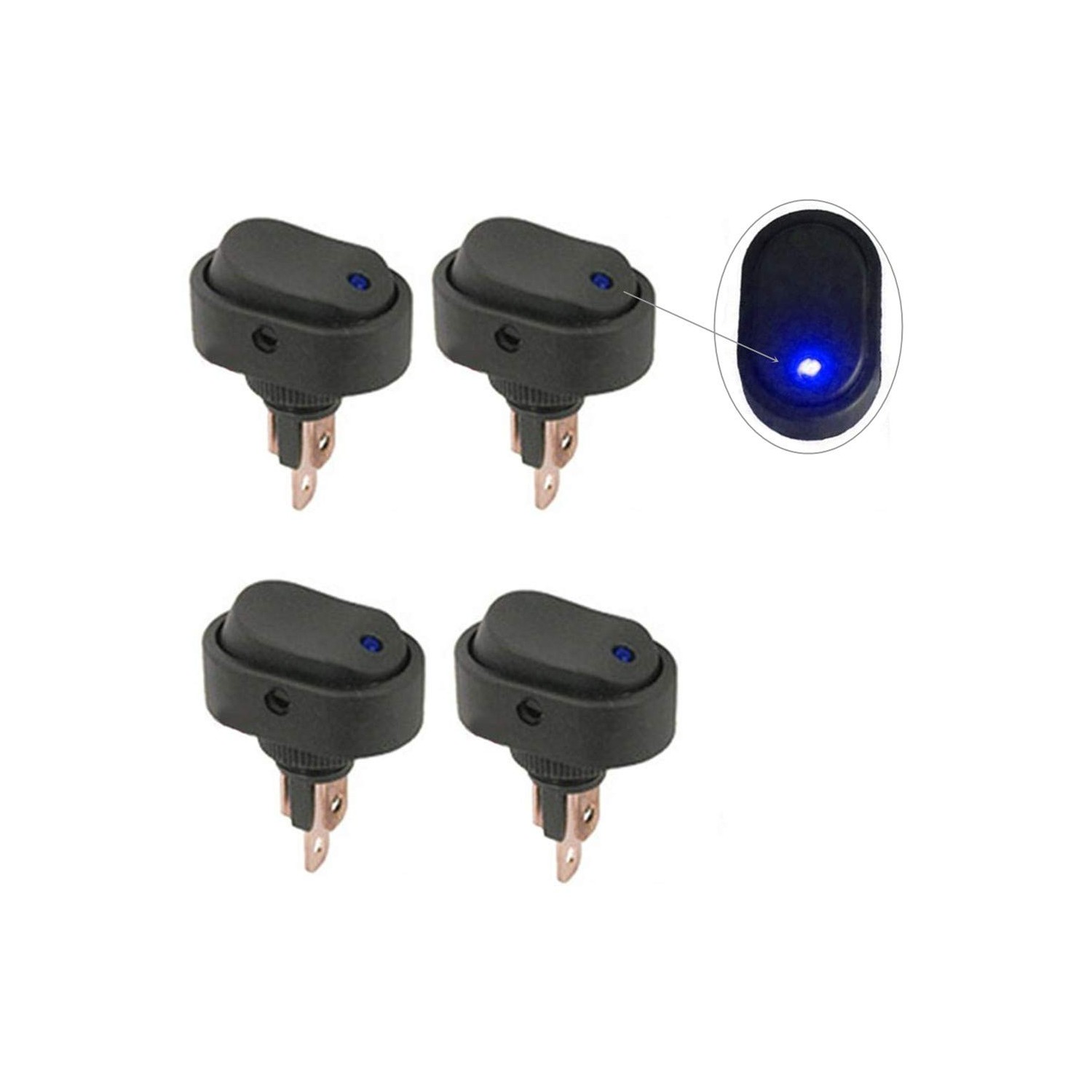 Qiorange 4 Pcs Car Switch 12V 30A Rocker Switch On/Off Switch with Blue ...