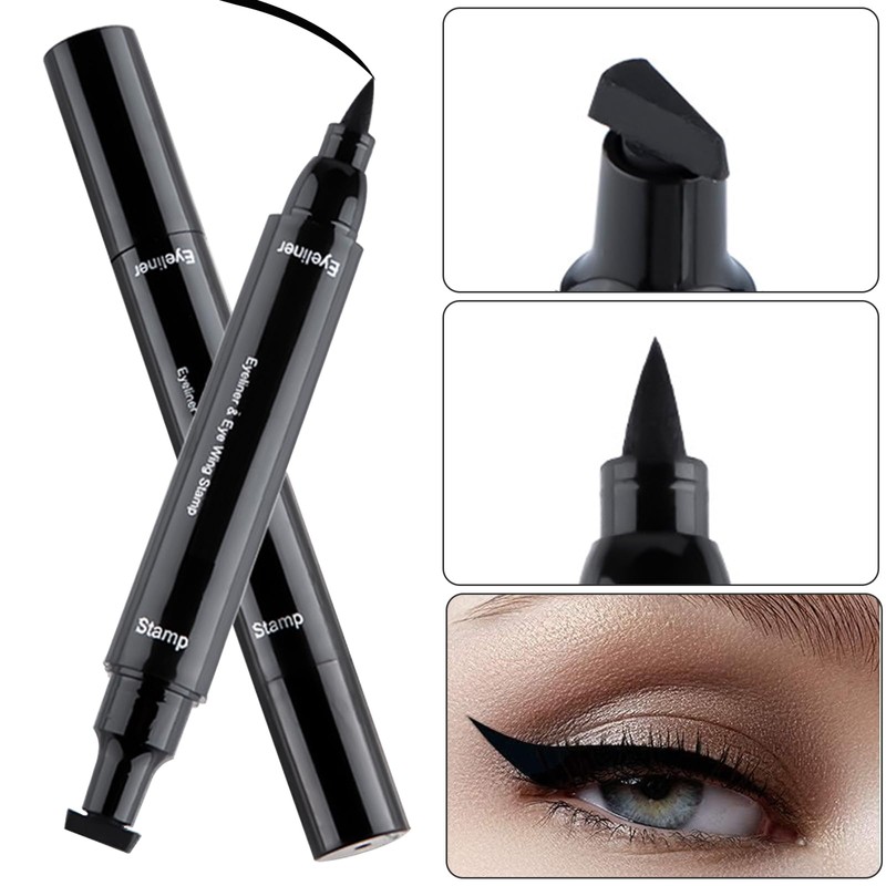 LINXINS 2 in 1 Winged Eyeliner Stamp, Waterproof Liquid Eyeliner