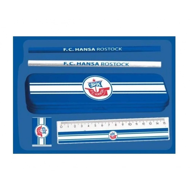 FC Hansa Rostock School Set with Ruler Pencil Sharpener Eraser