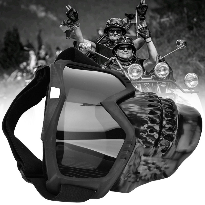 Outdoor Skull Motorcycle Helmet Goggles Face Mask Motorbike Racing Glasses
