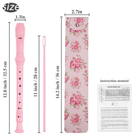 Haecsfl Recorder Instrument for Beginner Kids Adults,8-Hole Soprano Descant Recorder Music Flute with with Cleaning Rod & Leather Case For School Student Home Entertainment(2-Pink Rose)