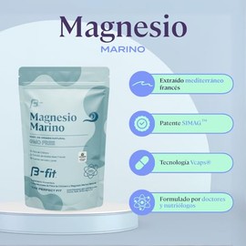 B-FIT B Magnesio Marino - 90 Cápsulas Suministro para 3 Meses - Alta Biodisponibilidad - Sin Aditivos - Distintivo Simag - Extraído del Mediterráneo Francés