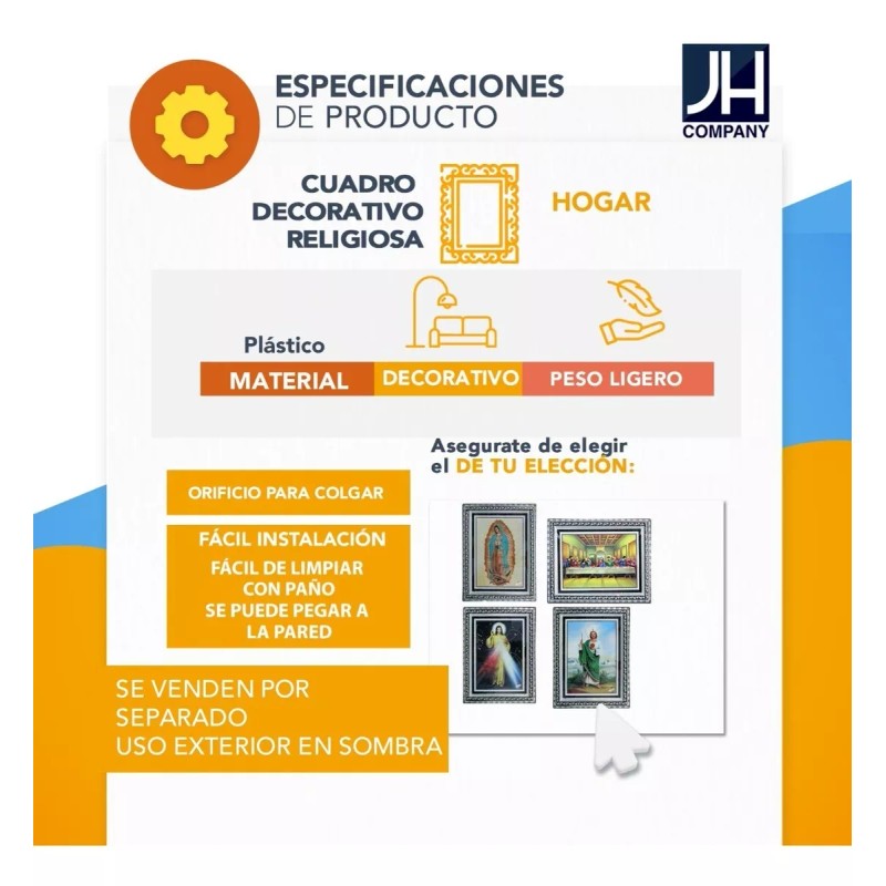 J.H. Company Cuadro Decorativo Religioso Varios Diseños Enmarcado Z5