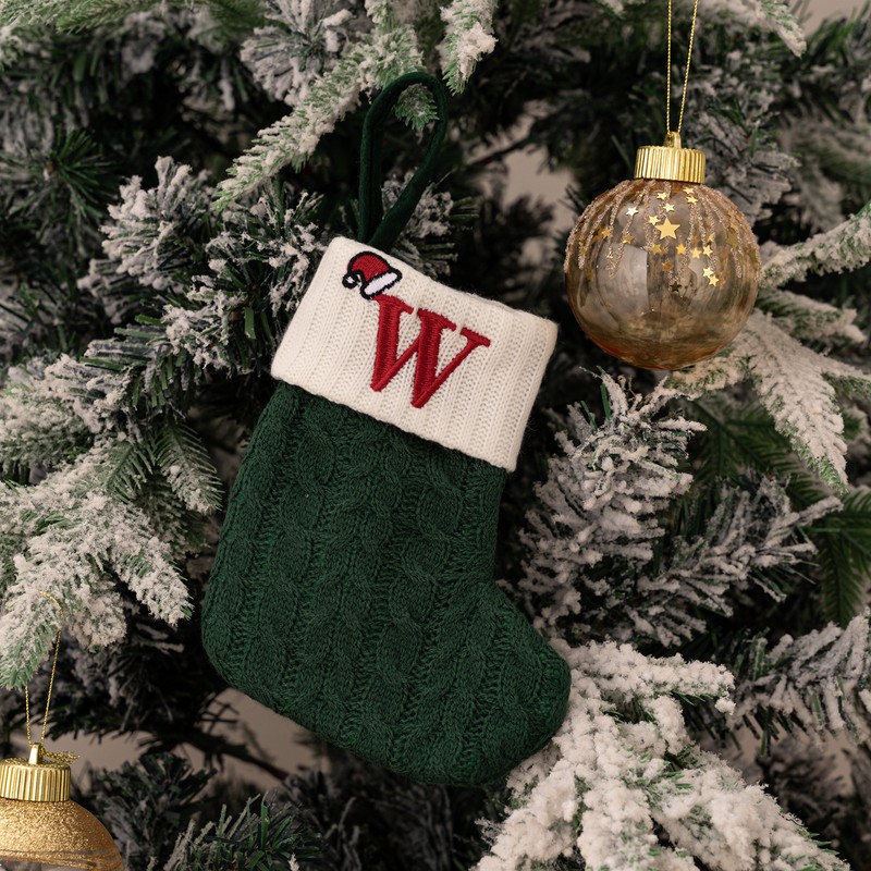 Christmas Stocking – Green A-Z Letter Hanging Christmas Stockings, Christmas