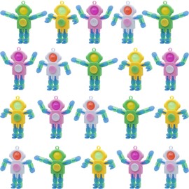 LENDOD Fidget Travel Toys 24PCS for Kids Year Old Ages 3 4 5 6 7 8, Astronaut Pop Fidget Spinners Transformable Chain Toy with Keychain Stress Relief Sensory Toys for Party Favors Stocking Stuffers