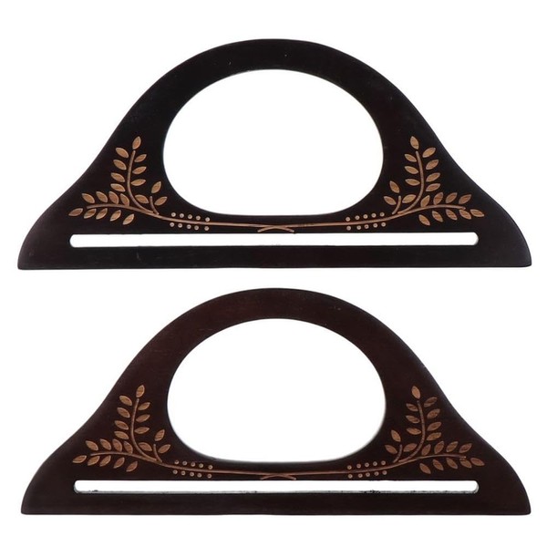 Uniquer 2Pcs Wooden Bag Handle, Leaves Pattern Replacement Handle, Bag