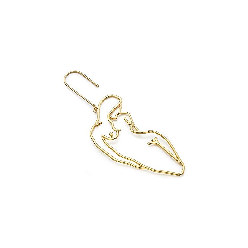 Abstract Gold Fun Statement Human Face Shaped Earrings Geometric Hollow