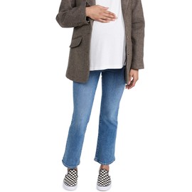 Madewell Women's Maternity Over-The-Belly Kick Out Jeans, Medium Indigo, Blue, 28