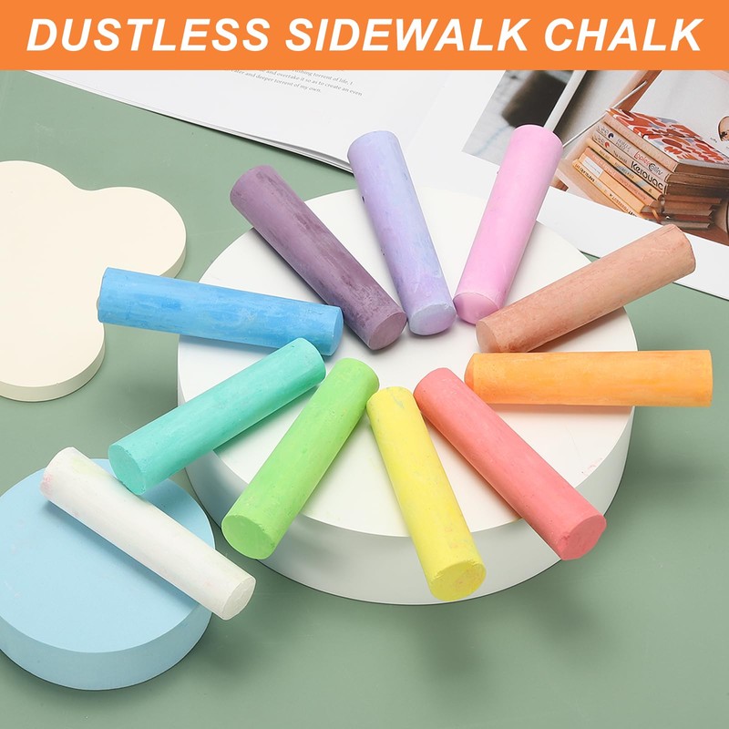 PATIKIL 10 PCS Dustless Chalk, Cyan Blue Sidewalk Chalk Large