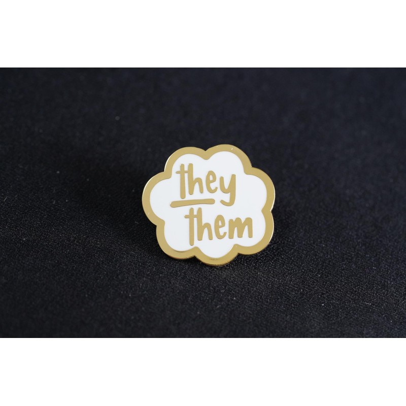 They Them Pronoun Brooch Button Non-Binary Badge Enamel Lapel Pin