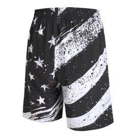 DEHANER Mens Board Shorts for Independence Day Swim Trunks Hawaiian Tropical Vacation Beach Swimwear American Flag Black Shorts,Men Size 3X-Large