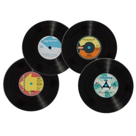 Out of the blue Glass Coaster Vinyl Record Black 4" (10cm)