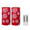 SEHNSY Red Flameless LED Candle 3.14"x5.7", Christmas Snowflake Design, Battery