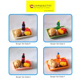 COMPACTINI Miniature Model 1:12 Scale Set Dollhouse Accessories Fast Food Miniature Hamburger Fried Chiken Miniature Soda Bottle Miniature (Burger Set Soda F)