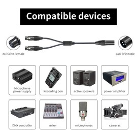 HUALEU 3.3Ft 2Pack 1 XLR Male to Dual Female y Splitter Adapter Cabel,XLR Y Splitter Cable 1 Male 2 Female,3Pin-XLR Combiner Y Cord Balanced Microphone Adaptor Patch XLR Splitter Cable