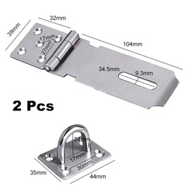 TOP-VIGOR 2 Pack 4 Inch Stainless Steel Heavy Duty Padlock with Screws Door Lock Gate Lock Hinge for Shed Window Cabinet Cage Silver
