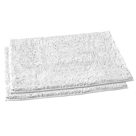 LuxUrux Bathroom Rug Mat Set–Extra-Soft Plush Bath mat Shower Bathroom Rugs 16 x 24 inch Set,1'' Chenille Microfiber Material, Super Absorbent. (23 X 36'', White)