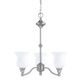Nuvo Lighting Brushed Nickel 3 Light LED Energy Star Chandelier With Satin White Glass $336